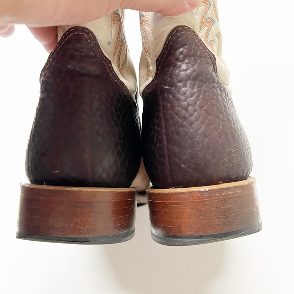 Nocona Mens Leather Bone Luscious Cow Foot Rancher Wide Square Toe Boot 10.5D - Picture 6 of 15